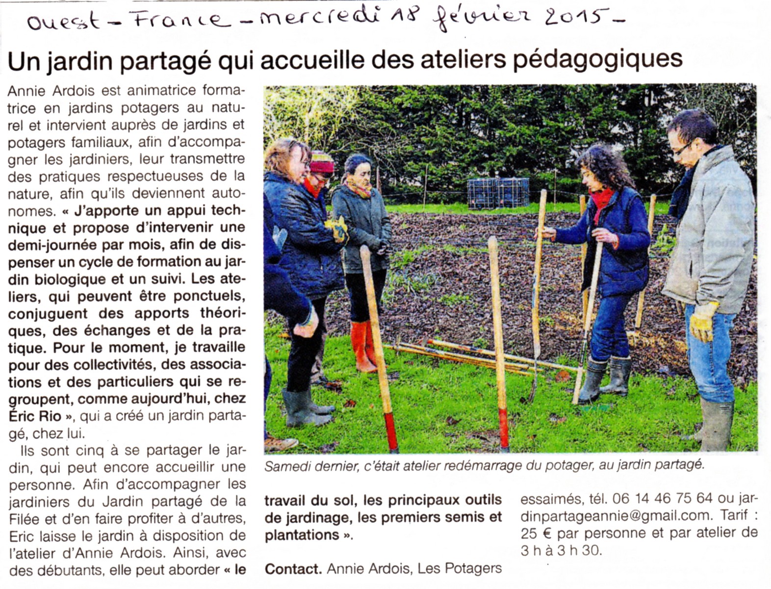 Article Les Potagers essaimés 18 février 2015