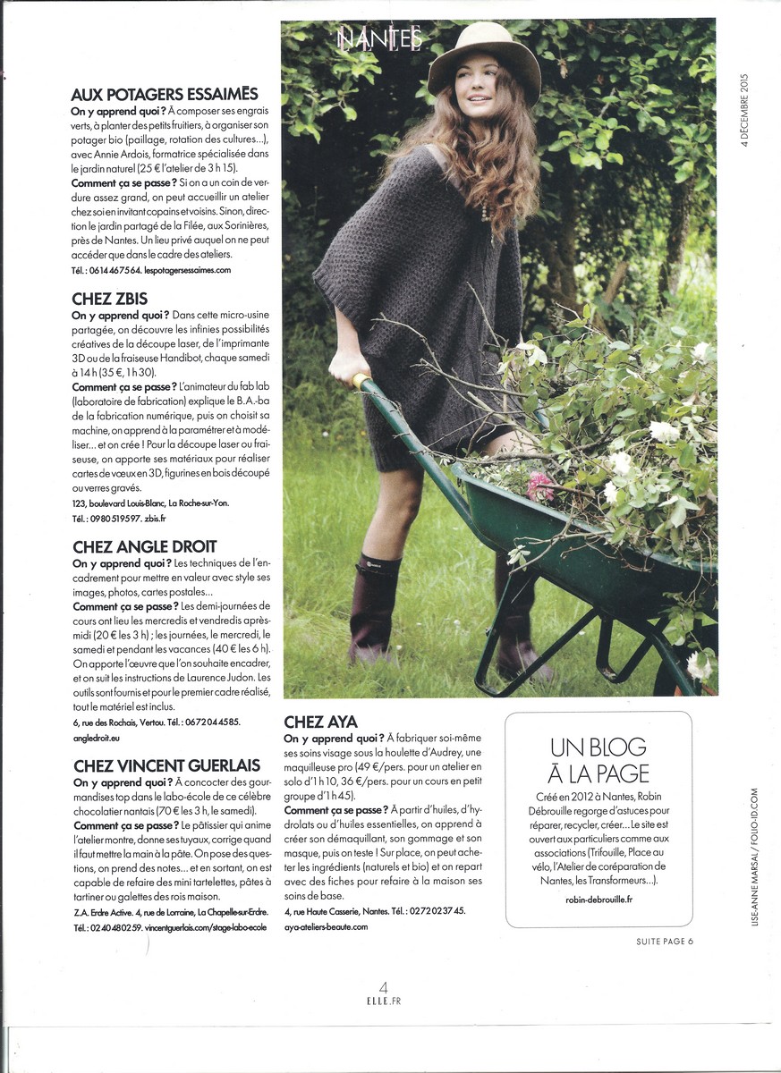 Article Elle sur Les Potagers Essaimés